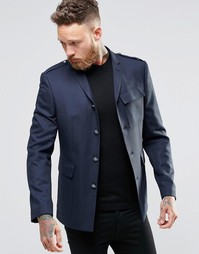 Облегающие блейзер с накладными карманами ASOS - Темно-синий