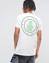Удлиненная футболка с принтом хамса ASOS - Белый