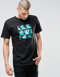 Футболка с принтом и логотипом HUF - Черный