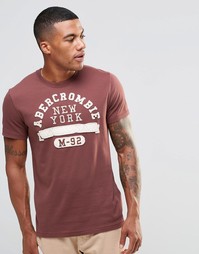 Бордовая эластичная футболка слим Abercrombie New York - Burgundy