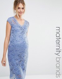Кружевное облегающее платье Mamalicious - Синий Mama.Licious