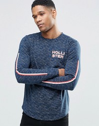 Облегающий лонгслив с контрастными рукавами Hollister - Черный ирис