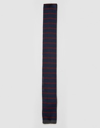 Трикотажный темно-синий галстук в бордовую полоску ASOS - Темно-синий