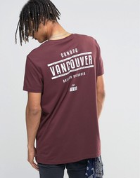 Длинная футболка с принтом Vancouver на спине ASOS - Chestnut