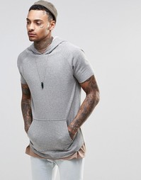 ASOS Oversized Short Sleeve Hoodie In Grey - Серый