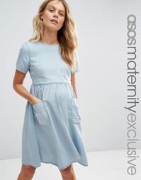 ASOS Maternity Denim Full Swing Dress - Синий