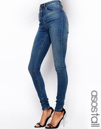 Тертые cиниe джинсы скинни с завышенной талией ASOS PETITE Ridley