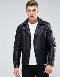 Классическая байкерская куртка из кожзаменителя Produkt - Черный