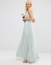 Платье макси ASOS WEDDING Hollywood - Нежно-голубой
