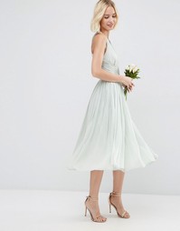 Платье миди ASOS WEDDING Hollywood - Нежно-голубой