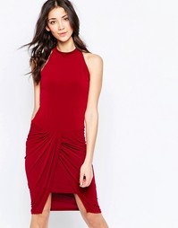 Платье с драпировкой на юбке Wal G - Ягодно-красный