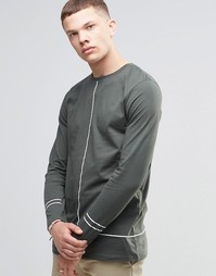 Удлиненный лонгслив с принтом линий ASOS - Черный