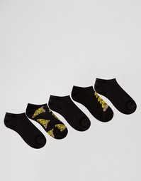 5 пар спортивных носков с принтом пиццы ASOS - Черный