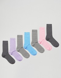 Набор из 7 пар носков пастельных оттенков ASOS - Мульти
