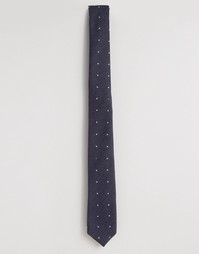 Синий фактурный галстук в горошек ASOS - Темно-синий