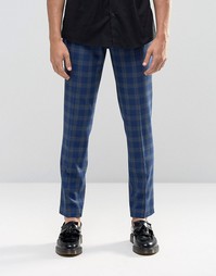 Синие брюки скинни в клетку с 5 карманами ASOS - Синий