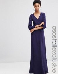 ASOS TALL Maxi Dress with Button Front - Темно-синий