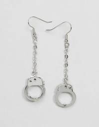 Серьги ограниченной серии с подвесками в виде наручников - Родий Asos