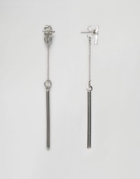 Серьги с крестом и планкой ASOS - Родий