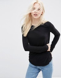 ASOS T-Shirt with Long Sleeves and Crew Neck - Черный