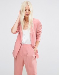 ASOS Soft Lux Longerline Occasion Blazer - Blush