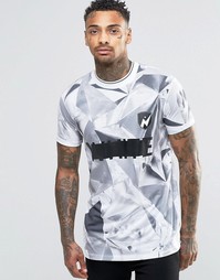 Длинная серая футболка с принтом ASOS - Серый