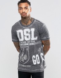Футболка с выжженным принтом Diesel - Черный