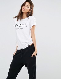 Oversize-футболка бойфренда с логотипом спереди Nicce London - Белый
