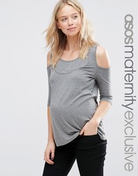 Футболка для беременных и кормящих с вырезами на плечах ASOS Maternity