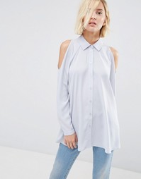 Блузка с открытыми плечами ASOS - Серебристо-синий