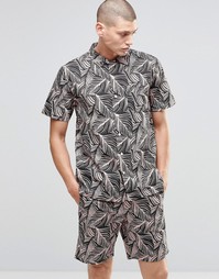 Рубашка с короткими рукавами и тропическим принтом HUF - Smoke pink