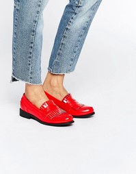 Лоферы на плоской подошве с бахромой Glamorous - Bright red