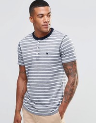 Бело-синий облегающий топ хенли в полоску Abercrombie &amp; Fitch