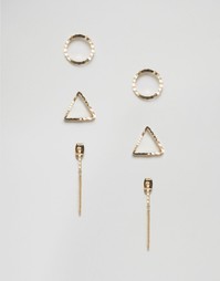 Комплект из 3 контурныx сережек ASOS - Золотой