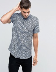 Рубашка с принтом и короткими рукавами Jack &amp; Jones Premium - Синий