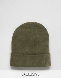 Reclaimed Vintage Oversized Beanie In Khaki - Зеленый