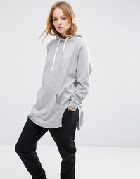 Удлиненное oversize-худи с разрезами по бокам ASOS - Серый меланж