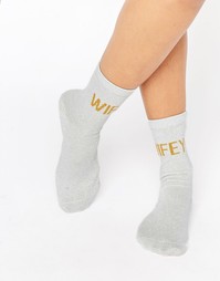 Носки со слоганом ASOS - Белый