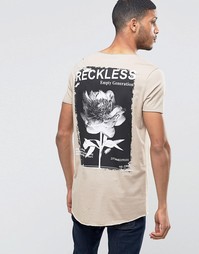 Длинная футболка с цветочным принтом сзади ASOS - Blonde