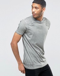 Длинная футболка цвета хаки ASOS - Oil wash green