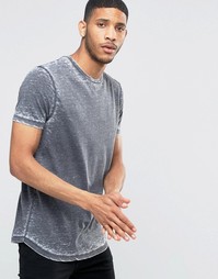 Серая длинная футболка с выжженным эффектом и асимметричным подолом AS Asos