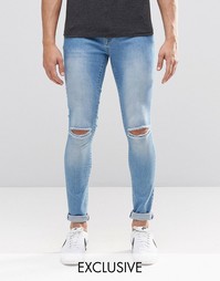 Светлые рваные супероблегающие джинсы Brooklyn Supply Co Dyker