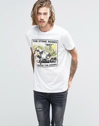 Свободная футболка с принтом The Stone Roses ASOS - Бежевый