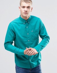 Зеленая оксфордская рубашка слим Hollister - Морская синь