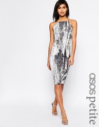 Платье миди с абстрактным принтом ASOS PETITE - Мульти
