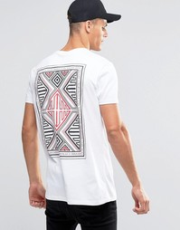 Длинная футболка с ацтекским принтом сзади ASOS - Белый