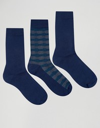 3 пары темно-синих хлопковых носков Ciao Italy - Темно-синий