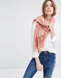 Oversize-шарф с кисточками Becksondergaard - Розовый