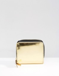 Monki Metallic Zip Around Purse - Золотой