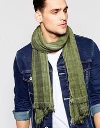 Легкий шарф с декоративной строчкой Esprit - Зеленый